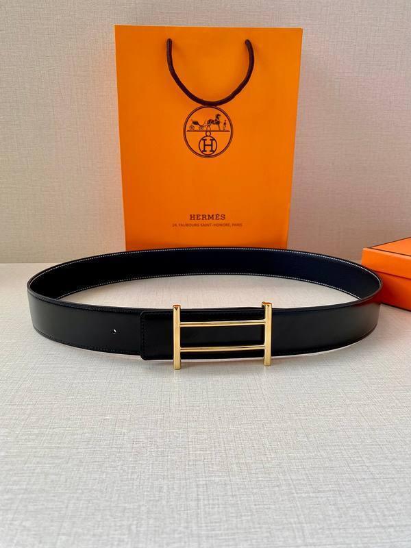 Hermes Men Gold Buckle Belt 'Black'