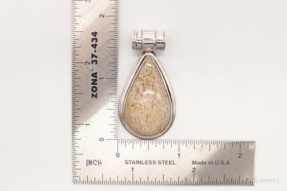 Vintage Large Fossil Sterling Silver Necklace Pendant