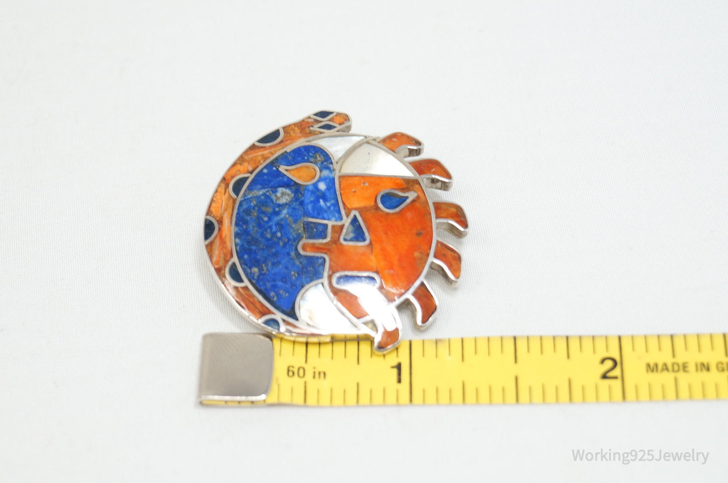 Broche/Colgante Sol y Luna Vintage Mexicano – Plata 950 – Joyería Artesanal del Suroeste