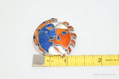 Broche/Colgante Sol y Luna Vintage Mexicano – Plata 950 – Joyería Artesanal del Suroeste