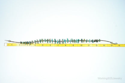 Vintage Native American Turquoise Porcupine Quill Sterling Silver Necklace