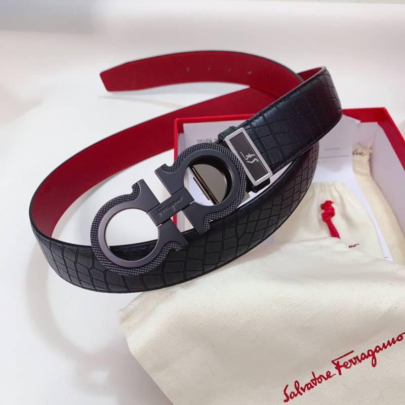 Salvatore Ferragamo Gancini Men's Leather Belt (Black) – Luxury Italian Accessory