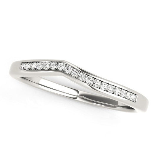 14k White Gold Modern Curved Design Diamond Wedding Band (1/10 cttw) — photo 1 of 2