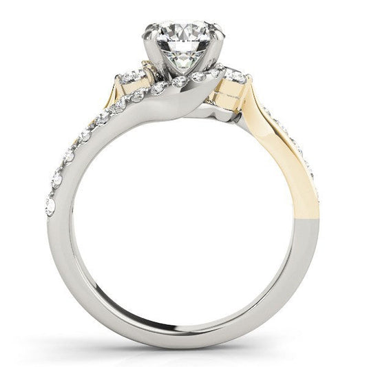 14k White And Yellow Gold Round Bypass Diamond Engagement Ring (1 1/2 cttw) — photo 2 of 4