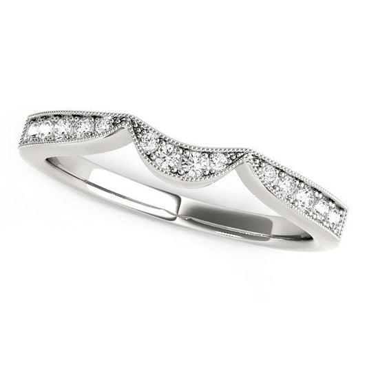 14k White Gold Milgrained Curved Wedding Diamond Band (1/6 cttw) — photo 1 of 2