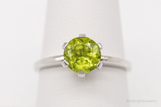 Vintage Green Peridot Sterling Silver Ring - Size 8