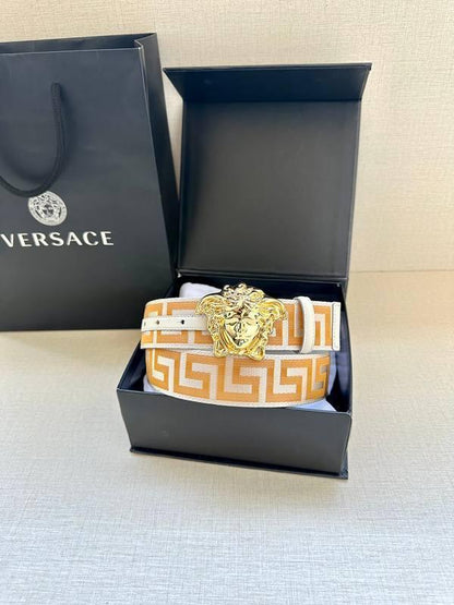 VERSACE La Medusa La Greca Belt 'Beige/White'