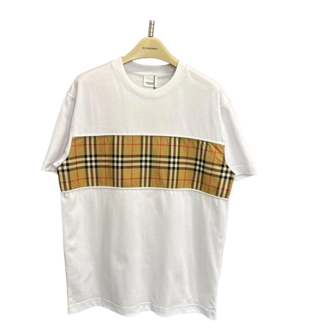 Burberry T-Shirt Without Collar 'White & Beige' - Luxury Casual Elegance