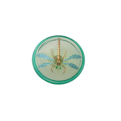 Czech Glass Dragonfly Button 31mm - Aqua Blue Clear Glass Shank Button