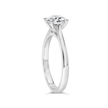 14K White Gold 1.0 Cttw Round Lab Grown Diamond Eagle Claw 4-Prong Set Solitaire Engagement Ring (F-G Color, VS2-SI1 Clarity) - Ring Size 7
