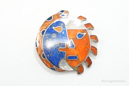 Broche/Colgante Sol y Luna Vintage Mexicano – Plata 950 – Joyería Artesanal del Suroeste