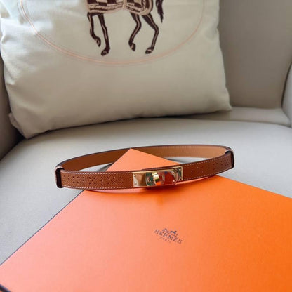 Hermes Men Gold Buckle Belt 'Brown'