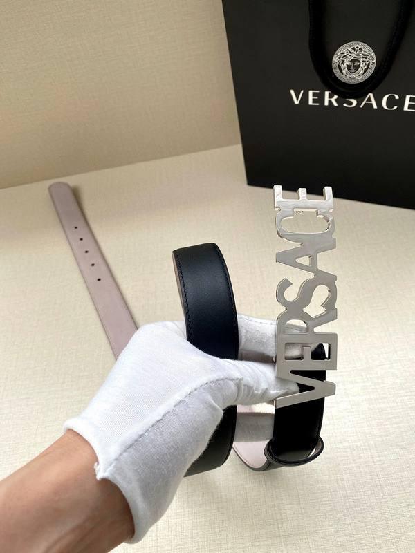 Versace Women's Leather Logo Decorated Buckle Belt