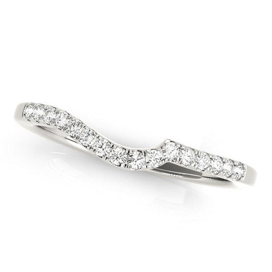 14k White Gold Curved Style Pave Diamond Wedding Ring (1/6 cttw) — photo 1 of 2