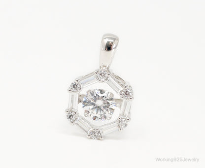 Vintage Art Deco Cubic Zirconia Sterling Silver Necklace Pendant