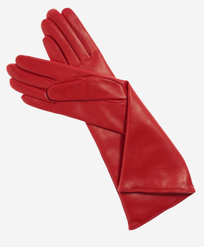 Leonora (red) - Italian cashmere lined 6-button length leather gloves — photo 1 of 9