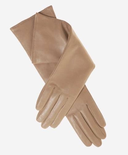 Leonora (beige) - Italian cashmere lined 6-button length leather gloves — photo 1 of 8
