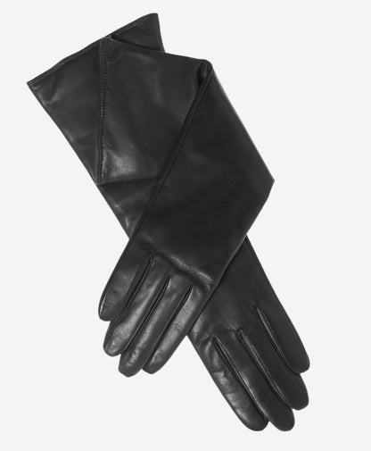 Leonora (black) - Italian 8-button length cashmere lined leather gloves — photo 1 of 8