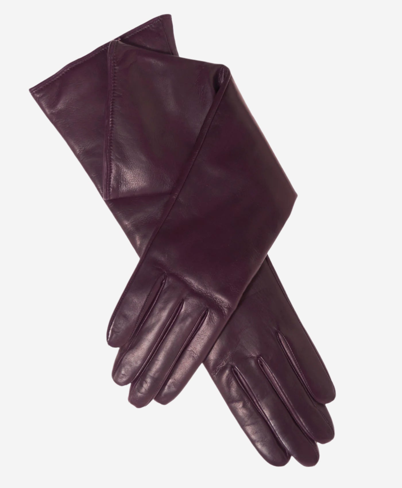 Leonora (black/grape) - Italian cashmere lined 6-button length leather gloves — photo 1 of 7