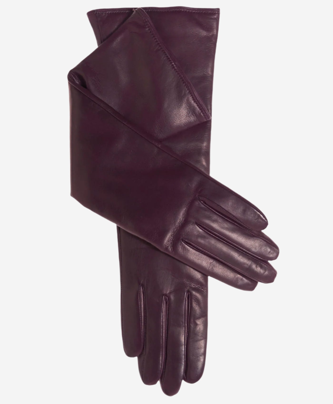Leonora (black/grape) - Italian 8-button length cashmere lined leather gloves — photo 1 of 8