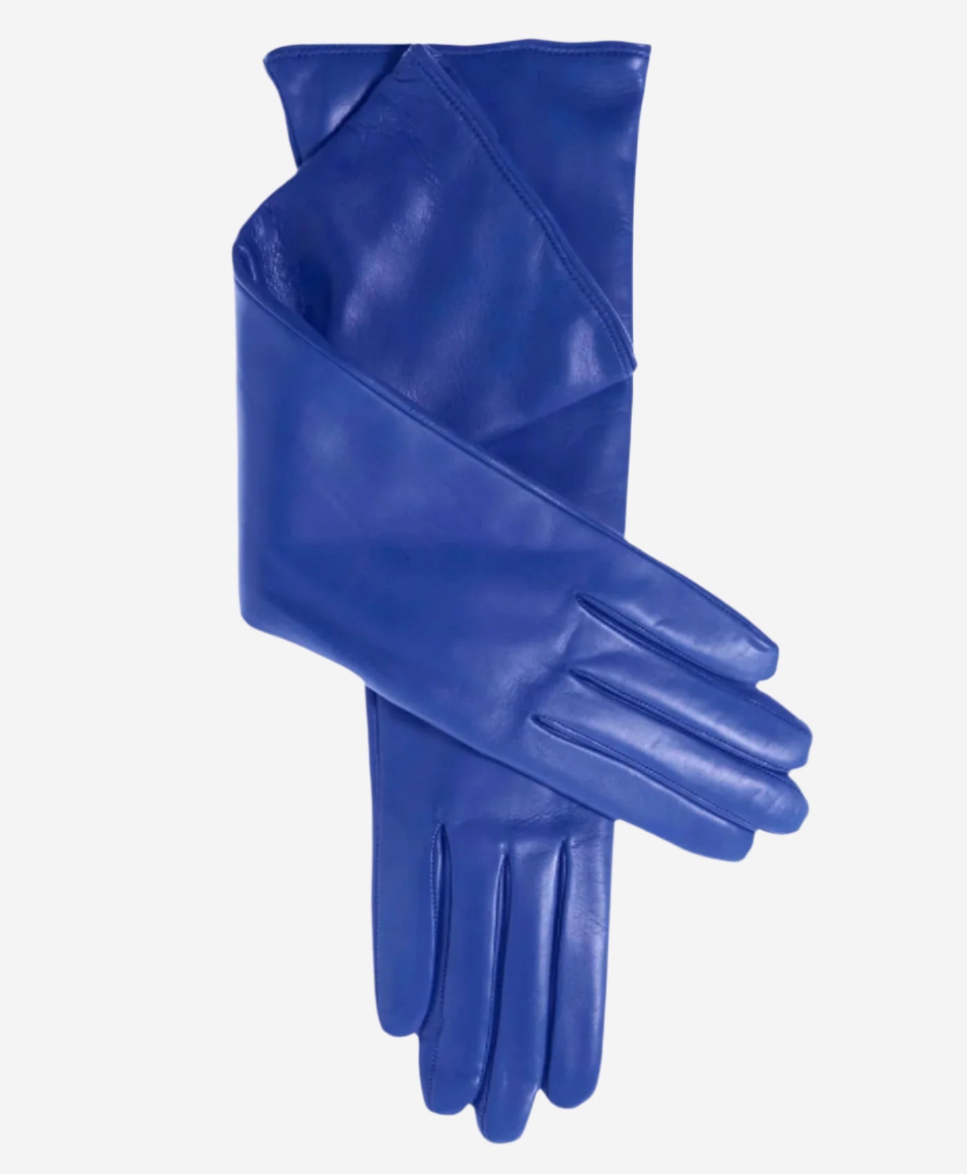 Leonora (blue) - Italian 8-button length cashmere lined leather gloves — photo 1 of 8