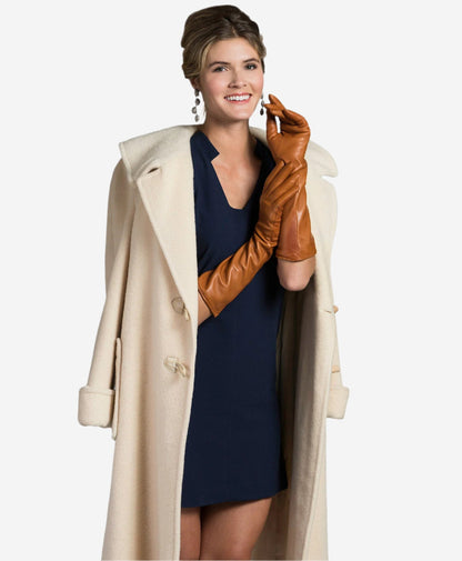 Leonora (cognac) - Italian 8-button length cashmere lined leather gloves — photo 2 of 8
