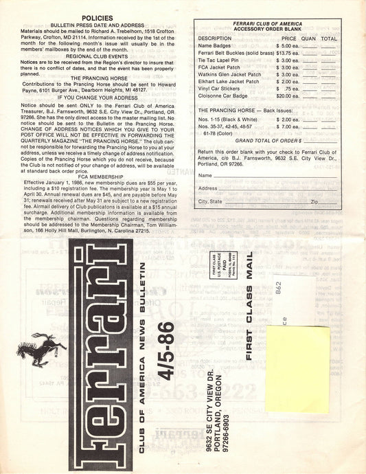 FCA News Bulletin 1986 -  5