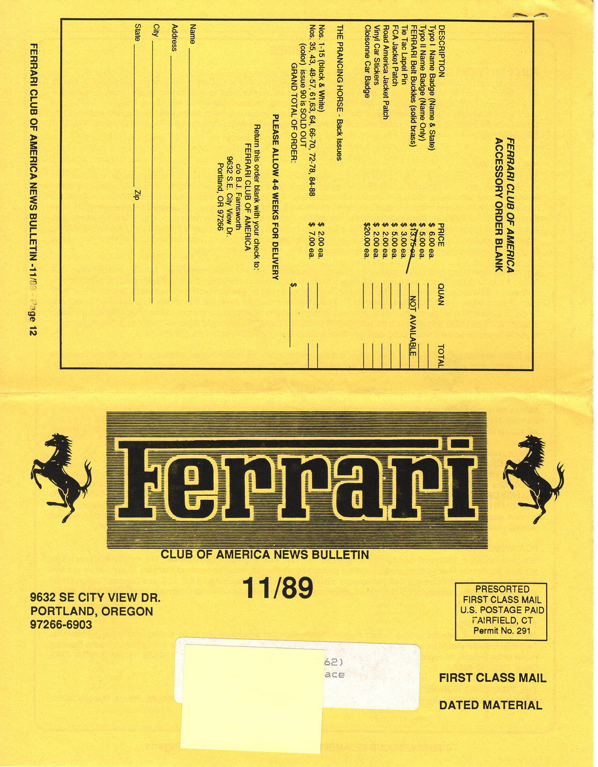 FCA News Bulletin 1989 - 11