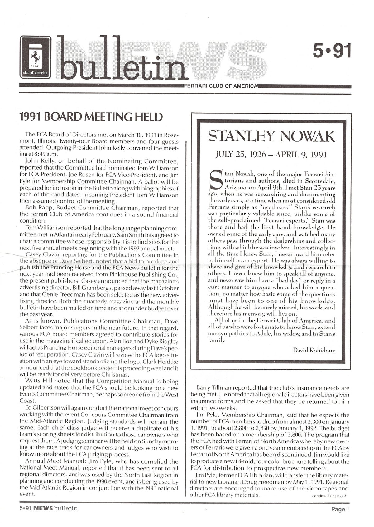 FCA News Bulletin 1991 -  5