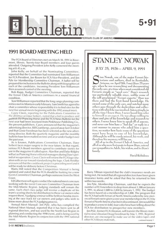 FCA News Bulletin 1991 -  5