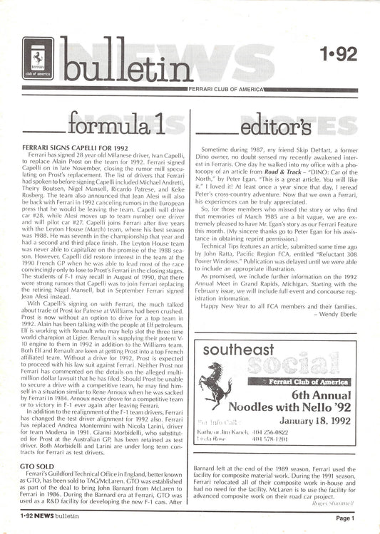 FCA News Bulletin 1992 -  1