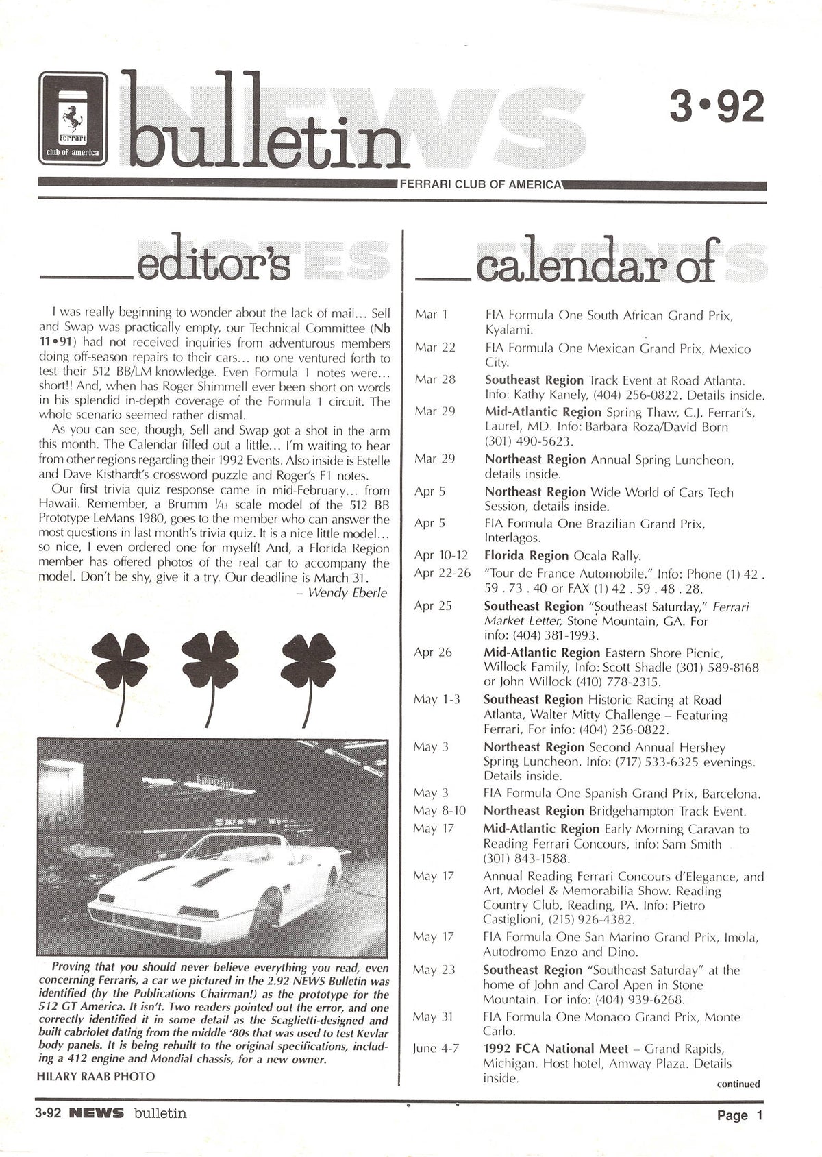 FCA News Bulletin 1992 -  3
