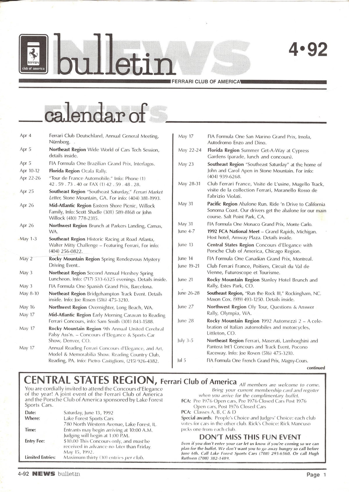 FCA News Bulletin 1992 -  4