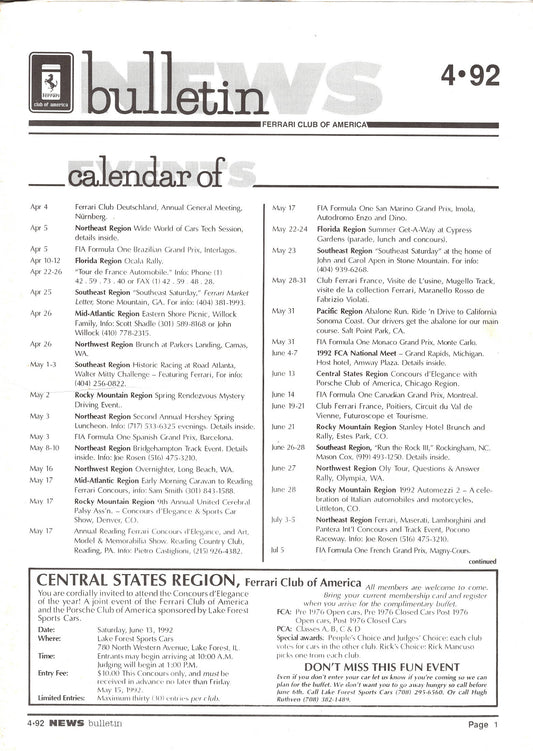 FCA News Bulletin 1992 -  4