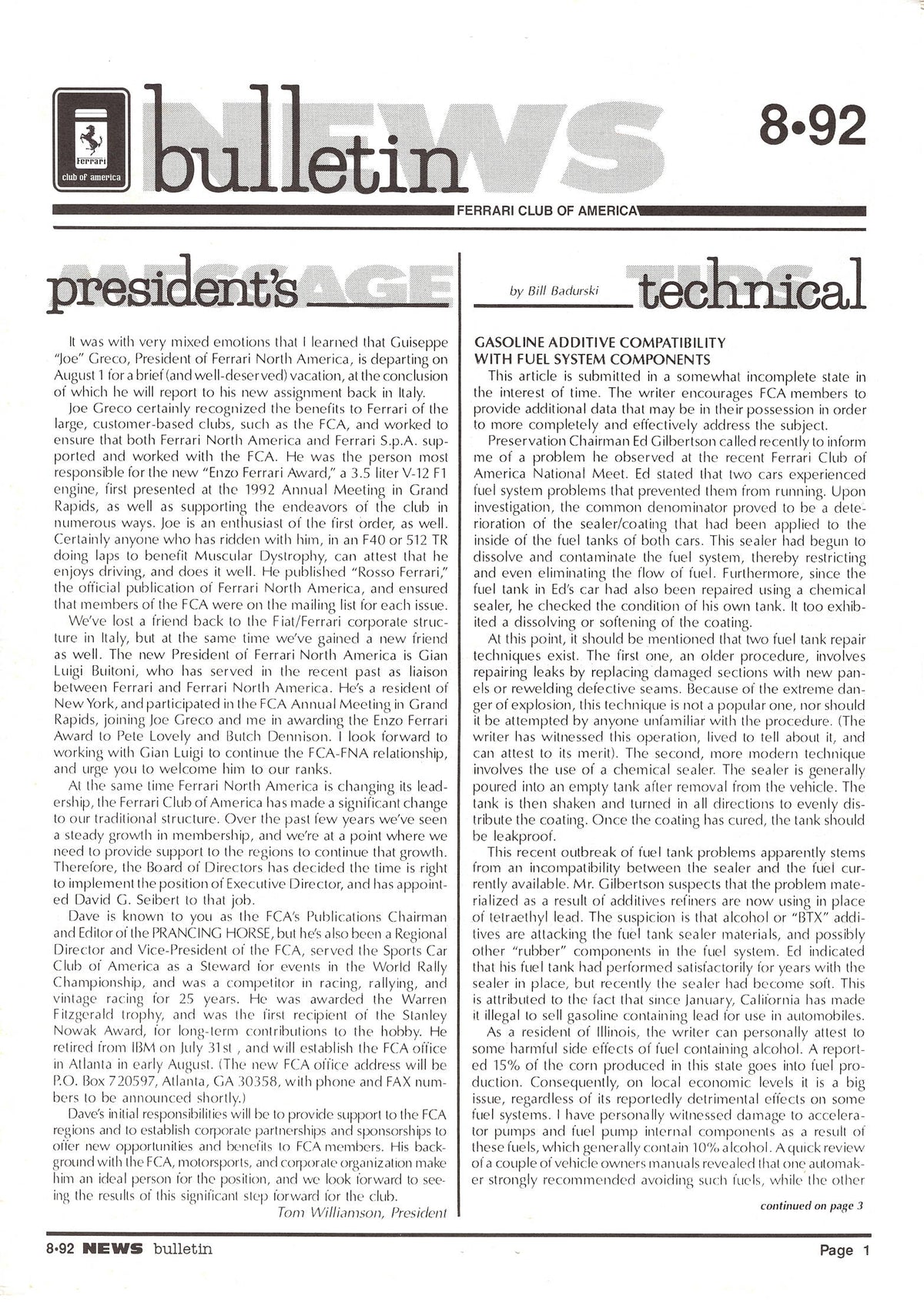 FCA News Bulletin 1992 -  8