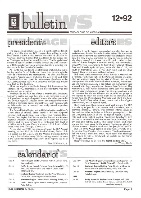 FCA News Bulletin 1992 - 12
