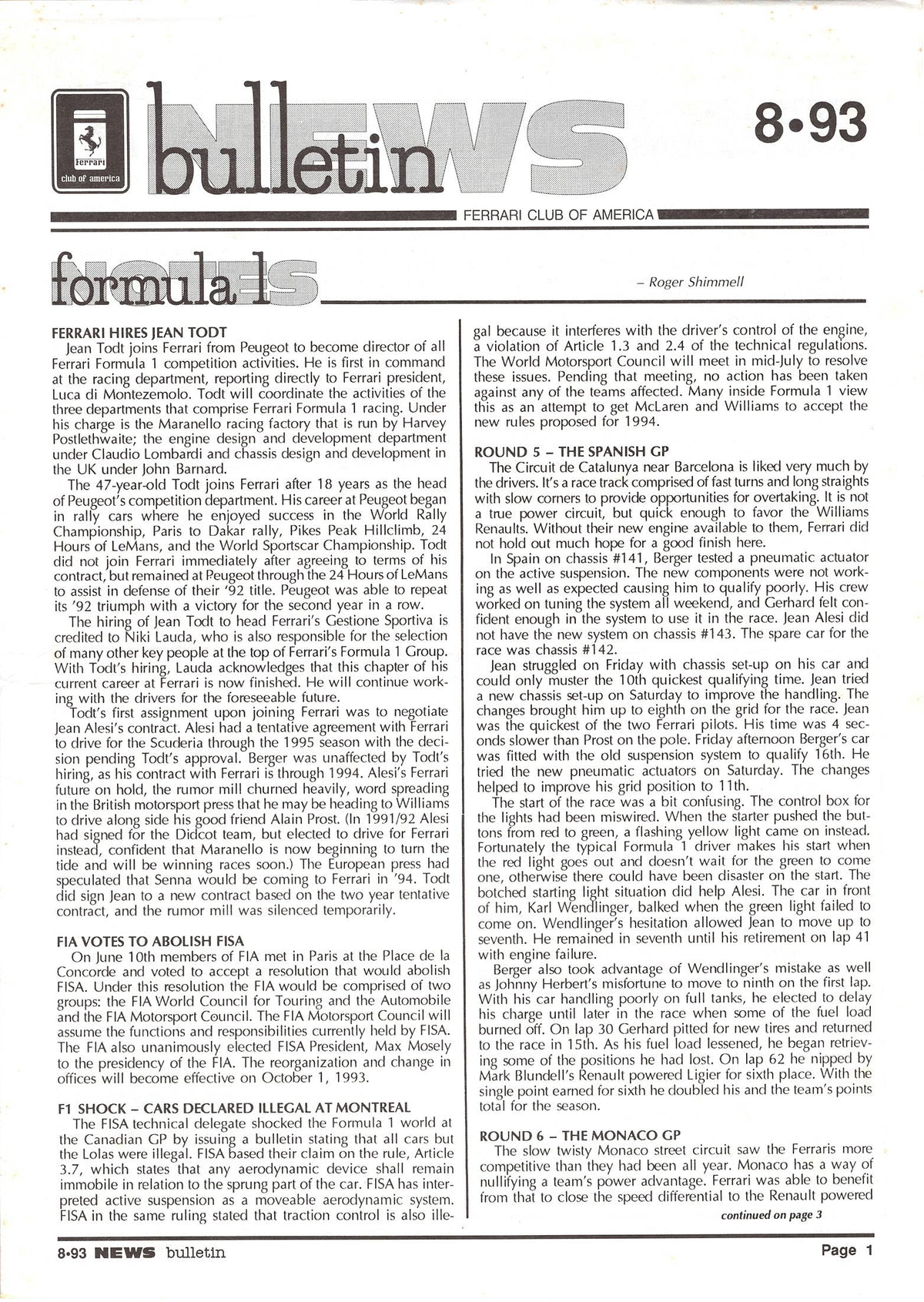 FCA News Bulletin 1993 -  8