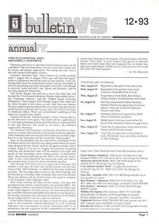 FCA News Bulletin 1993 - 12
