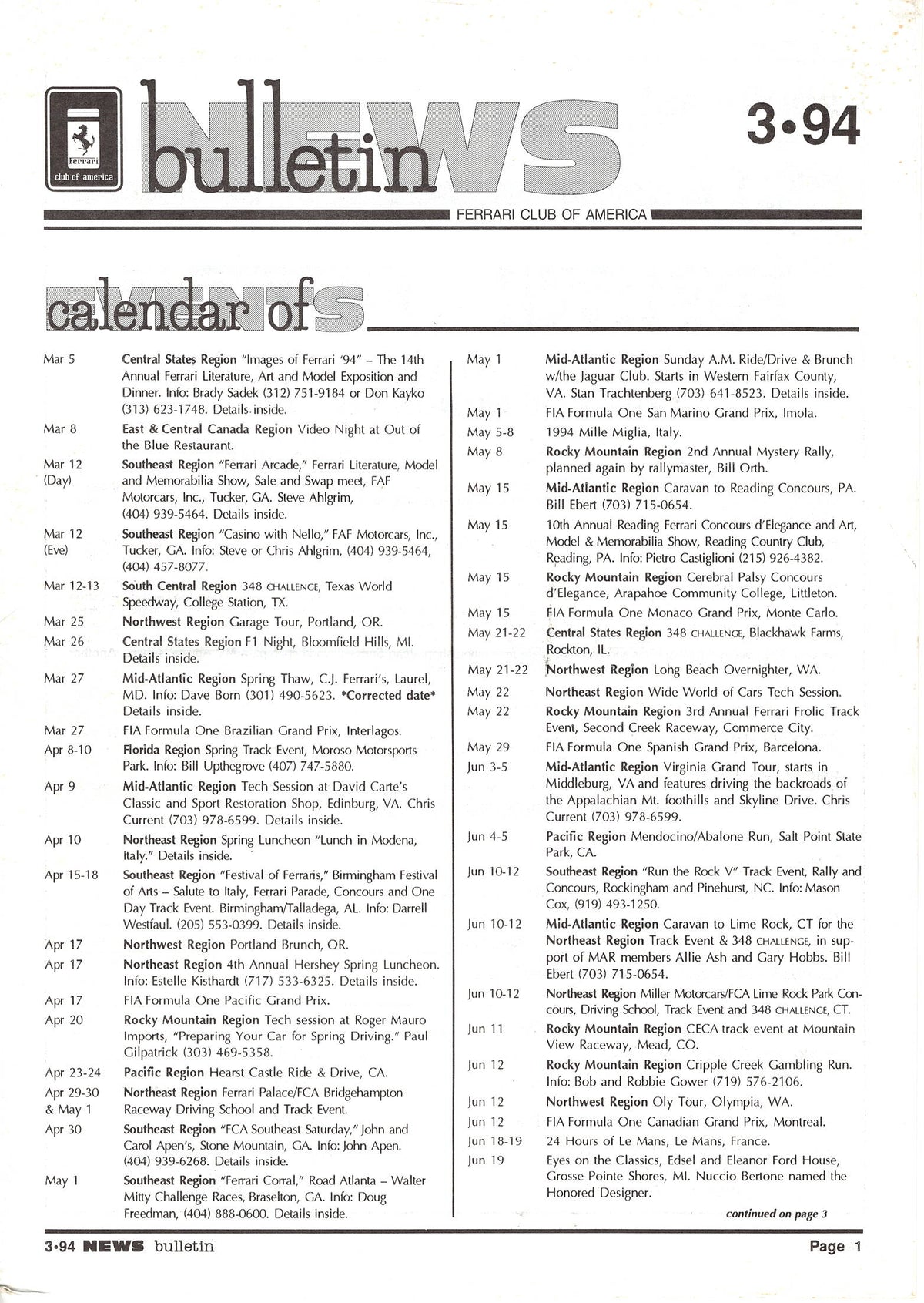 FCA News Bulletin 1994 -  3