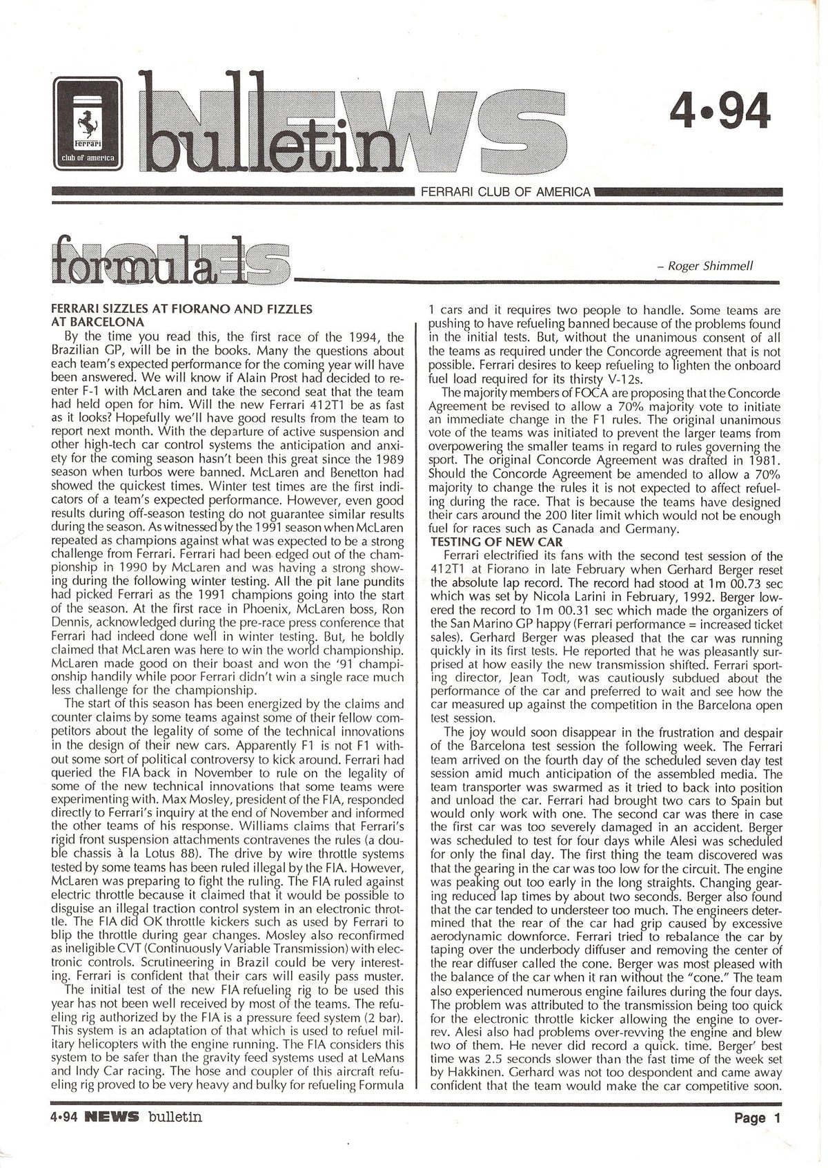 FCA News Bulletin 1994 -  4