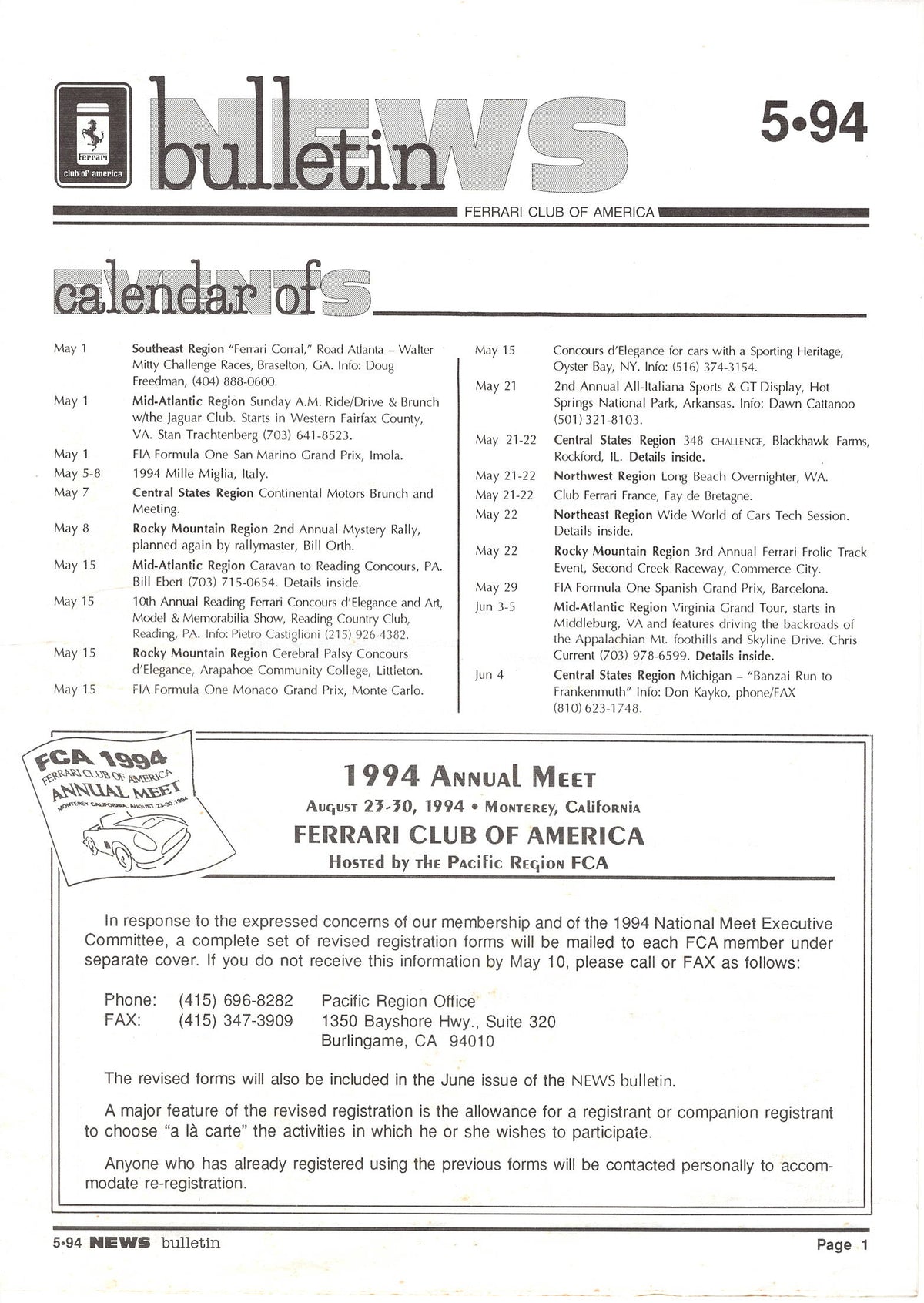 FCA News Bulletin 1994 -  5