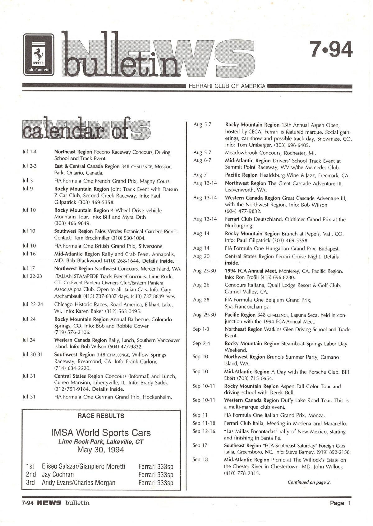 FCA News Bulletin 1994 -  7