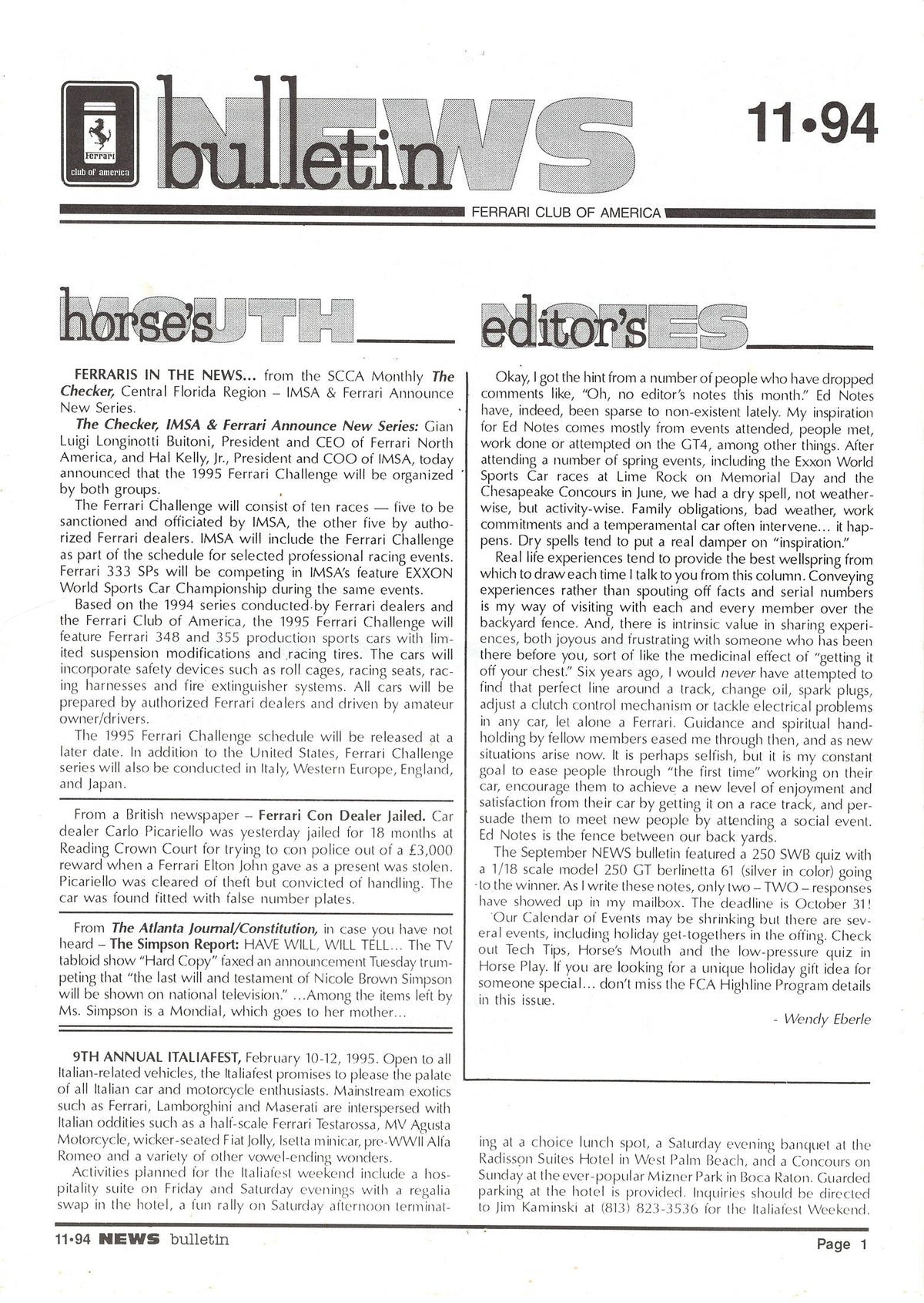 FCA News Bulletin 1994 - 11
