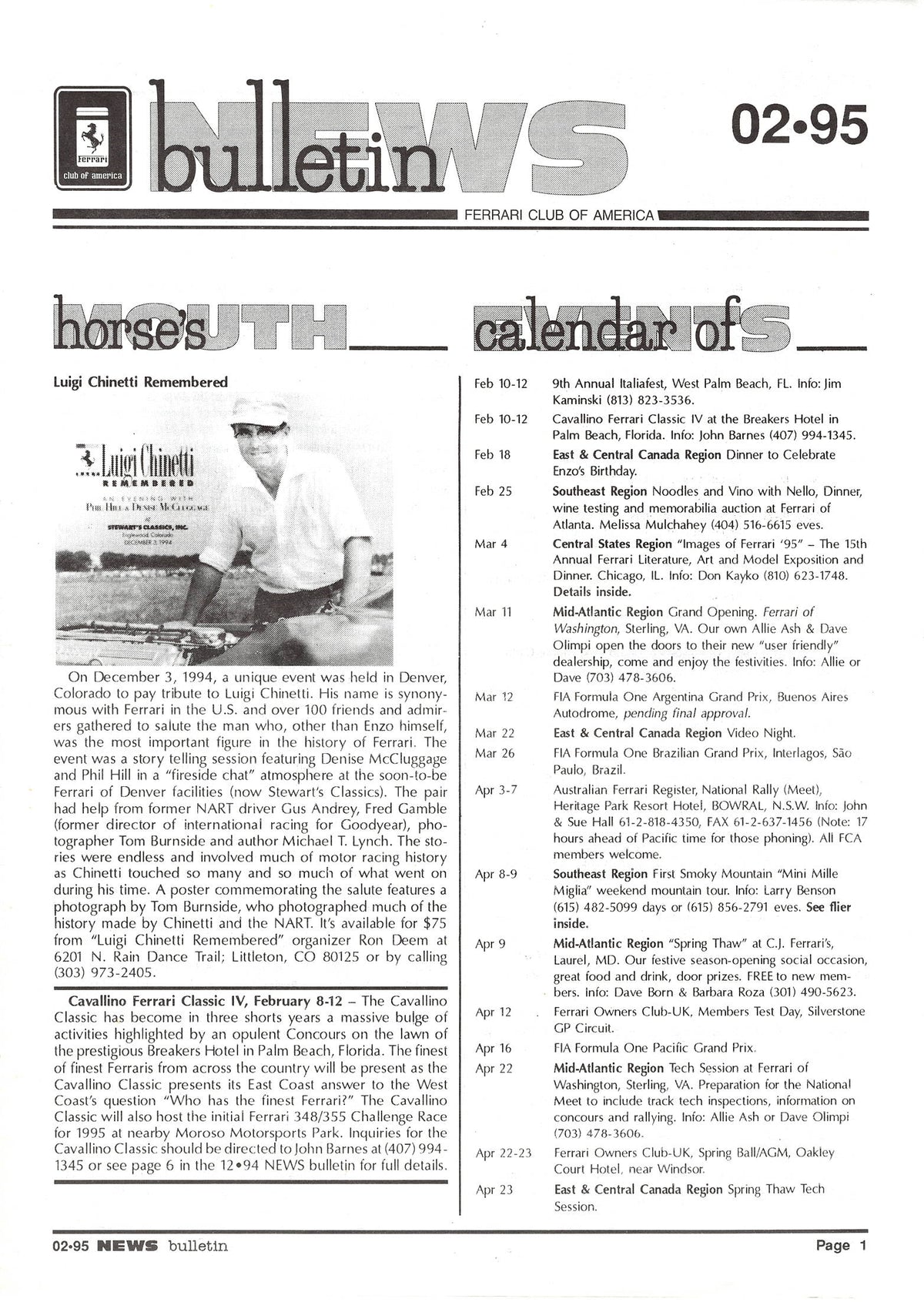 FCA News Bulletin 1995 -  2