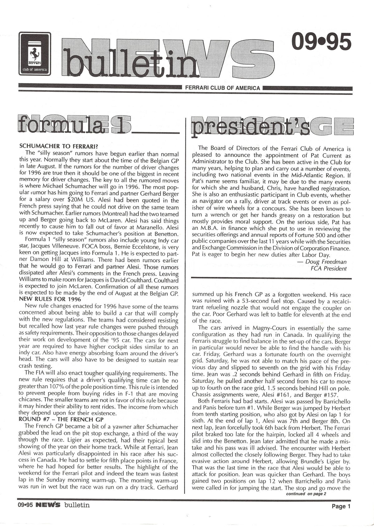 FCA News Bulletin 1995 -  9