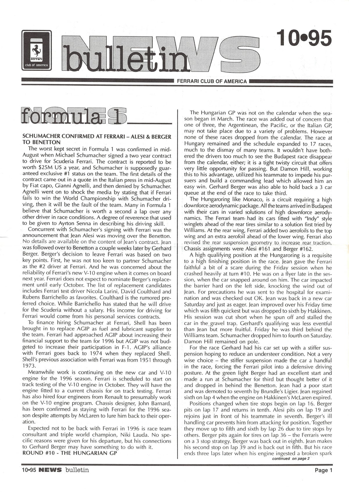 FCA News Bulletin 1995 - 10