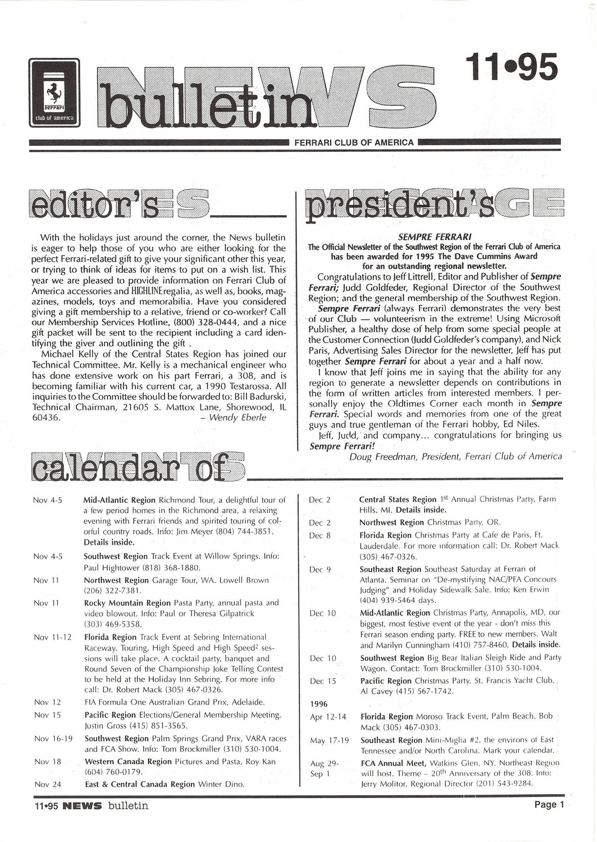 FCA News Bulletin 1995 - 11