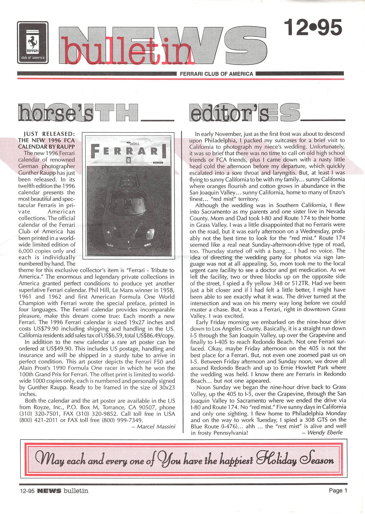 FCA News Bulletin 1995 - 12