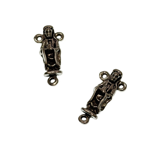 Sterling Silver Rosary Connector - Religious Cross Pendant Link 10x19mm