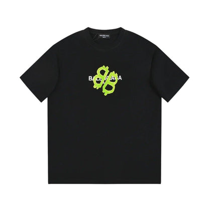 Balenciaga Black & Green T-Shirt Without Collar